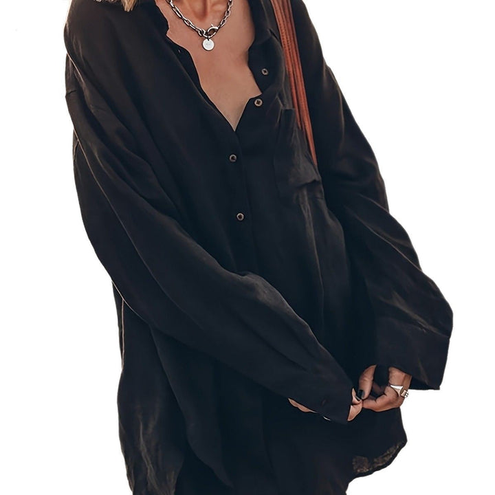 Damen lässige Oversized-Bluse aus Leinen Drune