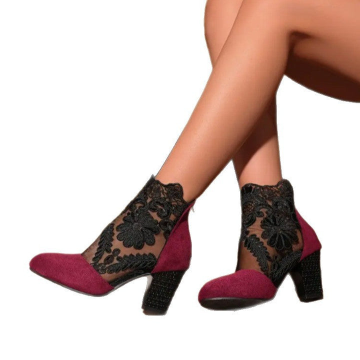 Damen Elegante und raffinierte Pumps mit floralen Spitzenverzierungen Drune