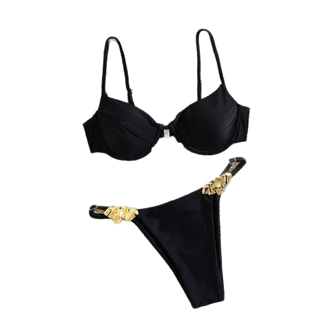 Damen Bikini-Set mit elegantem Push-up-BH und verzierten Trägern Drune
