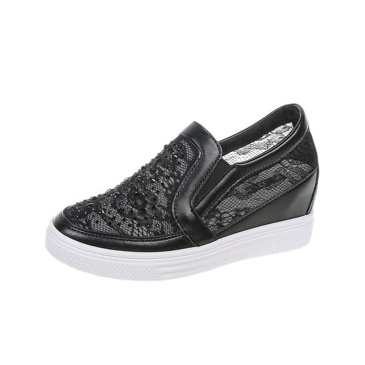 Damen Slip-On Keil-Sneaker mit funkelnden Ziersteinen und elastischen Seiteneinsätzen Drune