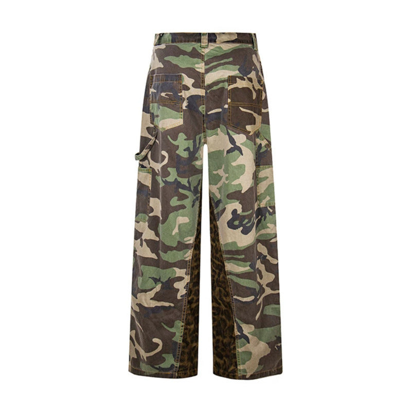 Damen Weite Cargo-Culottehose mit Camouflage-Print und Leoparden-Detail Drune