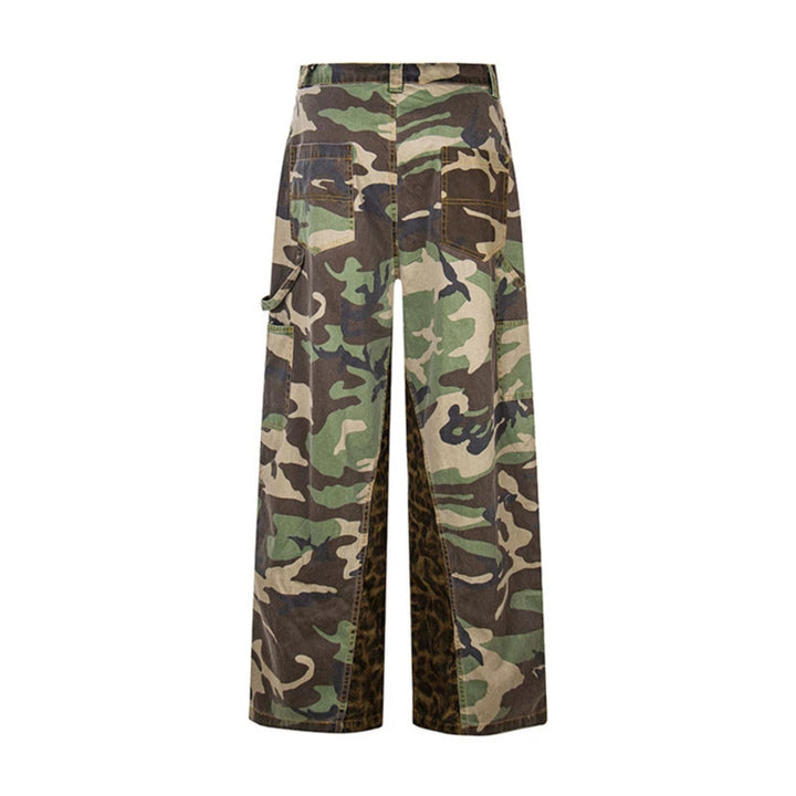 Damen Weite Cargo-Culottehose mit Camouflage-Print und Leoparden-Detail Drune