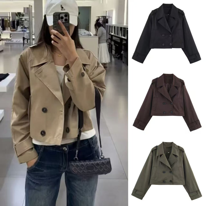 Damen modische kurze Trenchcoatjacke Drune