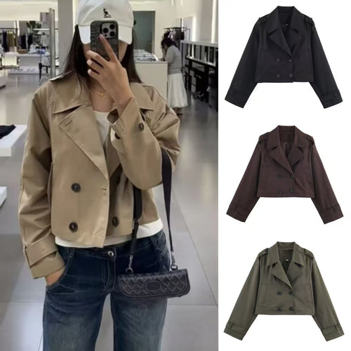 Damen modische kurze Trenchcoatjacke Drune