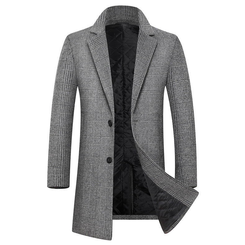 Herren eleganter Glencheck-Mantel mit wärmendem Innenfutter Drune
