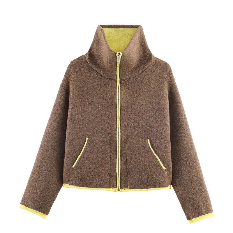Damen modische Oversized Fleecejacke mit hohem Kragen und praktischen Taschen Drune