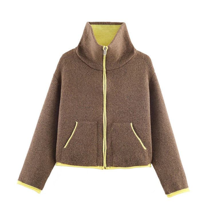 Damen modische Oversized Fleecejacke mit hohem Kragen und praktischen Taschen Drune