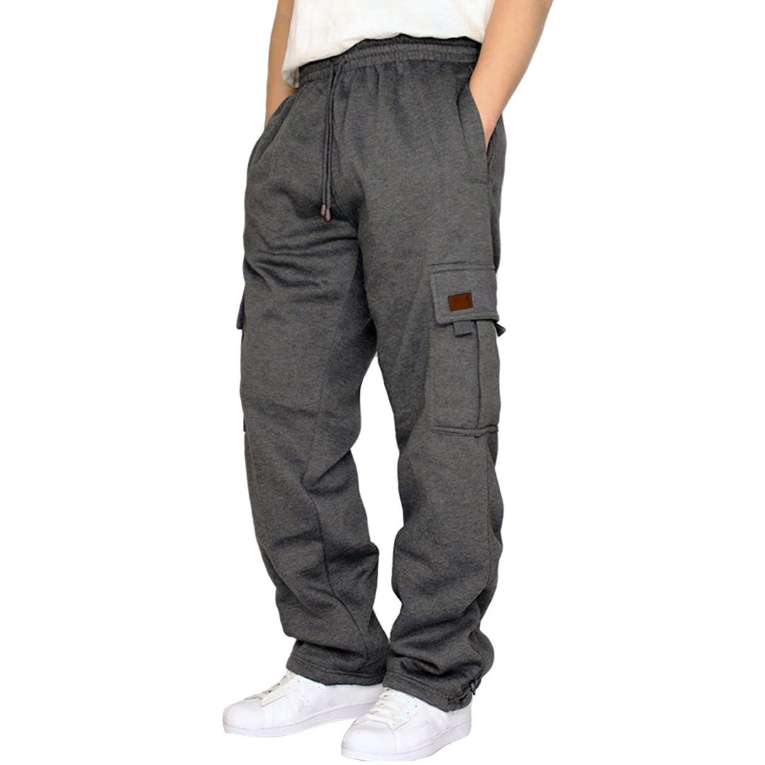 Herren nan konisch zulaufende Sweat-Cargohose mit elastischem Bund, Kordelzug und Klappentaschen Drune
