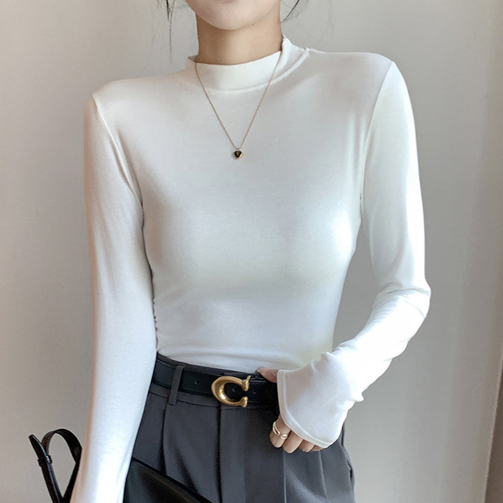 Damen Elegantes Langarmshirt mit hochgeschlossenem Ausschnitt Drune