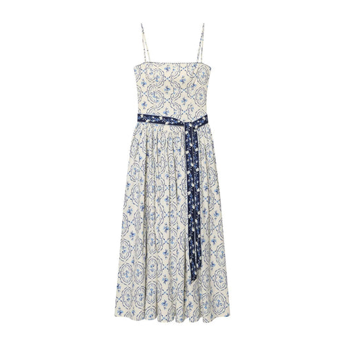 Damen Maxikleid mit floralem Muster und verstellbaren Spaghetti-Trägern Drune