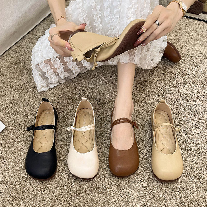 Damen Bequeme und elegante Ballerinas mit verstellbarem Riemen und weicher Innensohle Drune