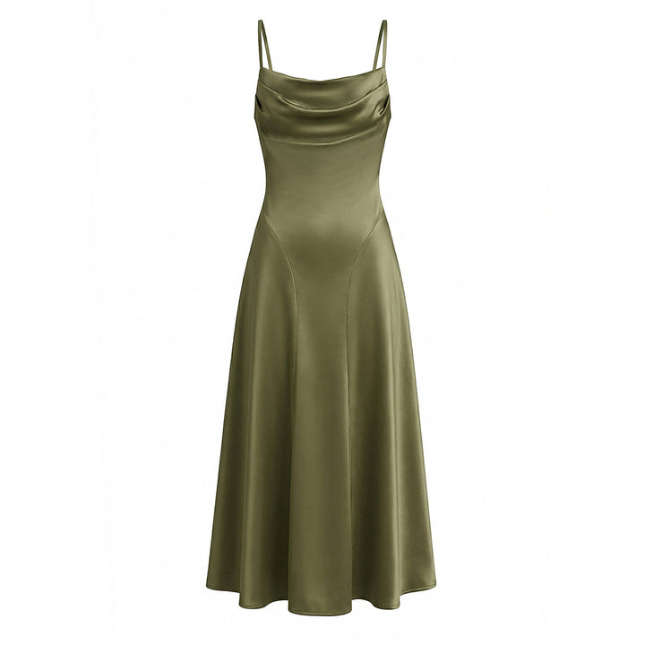 Damen Maxikleid mit eleganter Drapierung und feinem Satin-Finish Drune