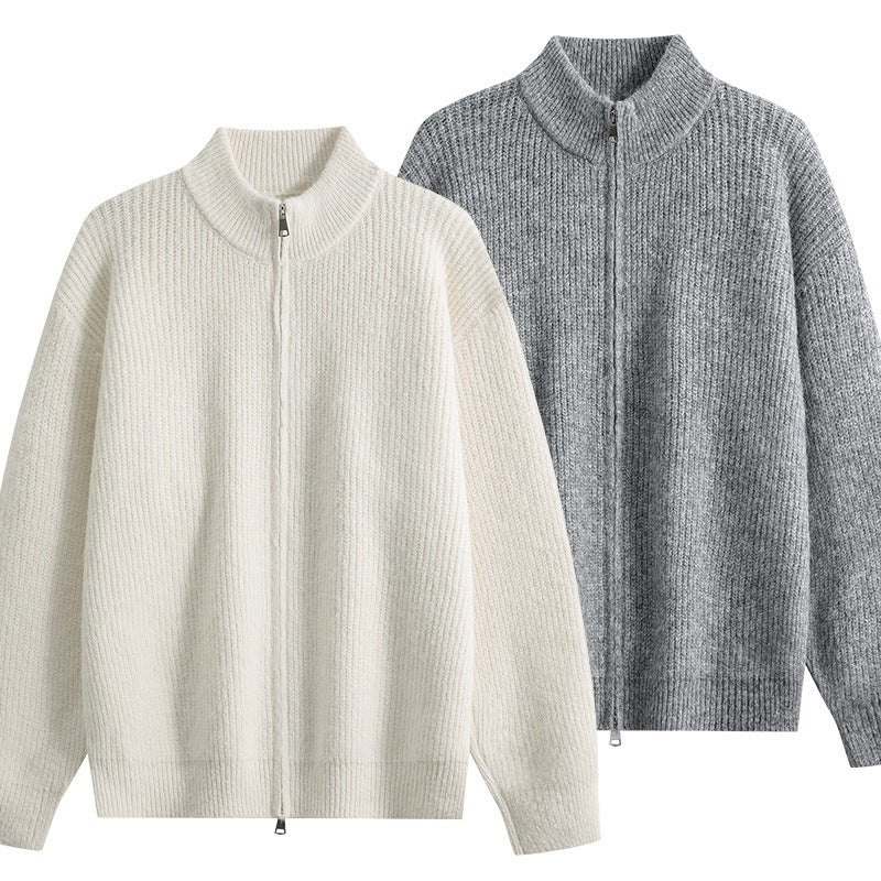Damen Oversize-Strickjacke mit Rundhalsausschnitt, Rippsaum & Kontrastknöpfen Drune
