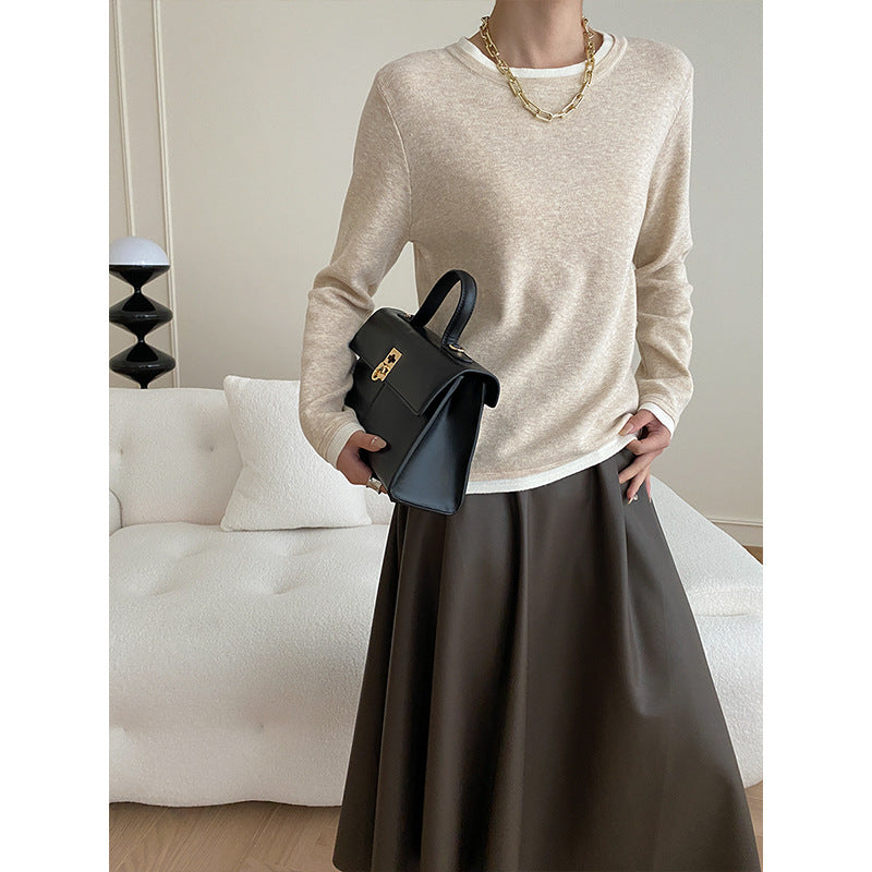 Damen modischer Pullover mit feinen Kontrastdetails Drune