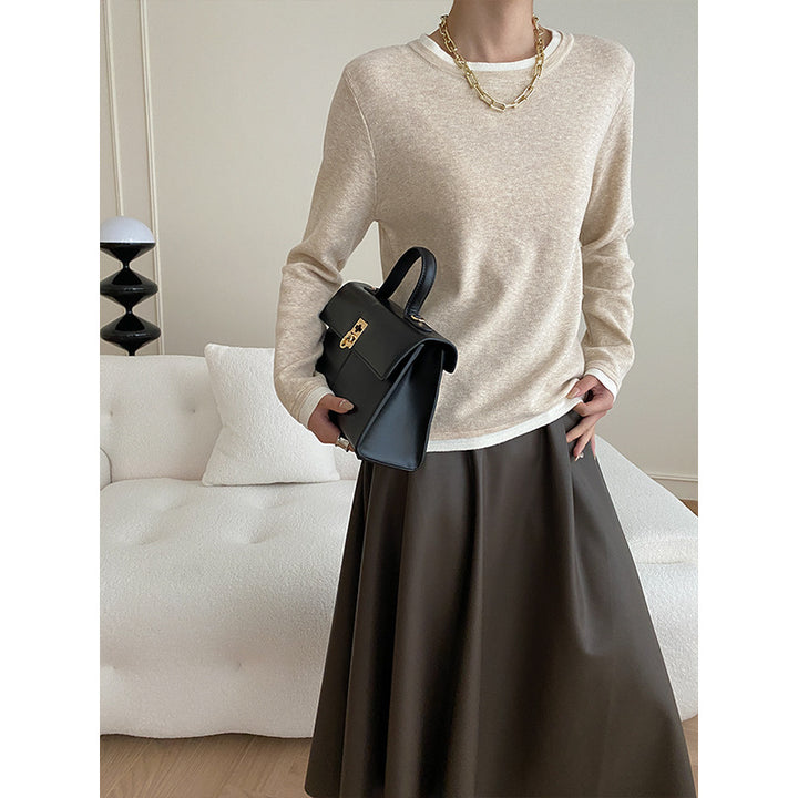 Damen modischer Pullover mit feinen Kontrastdetails Drune