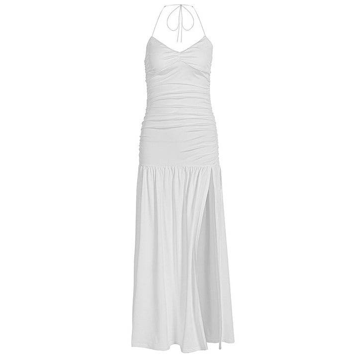 Damen Maxikleid mit raffinierten Rüschen und hohem Schlitz Drune