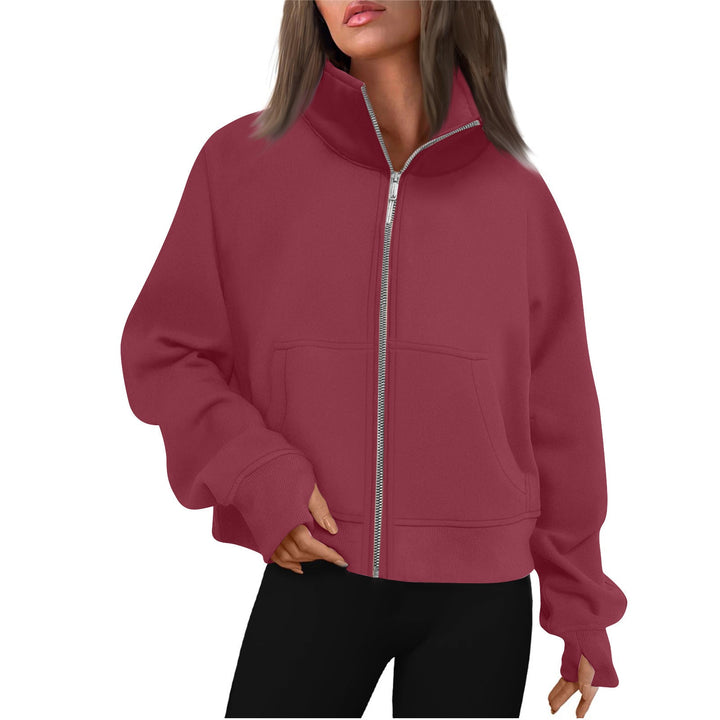 Damen bequeme Sweatjacke mit hohem Kragen Drune