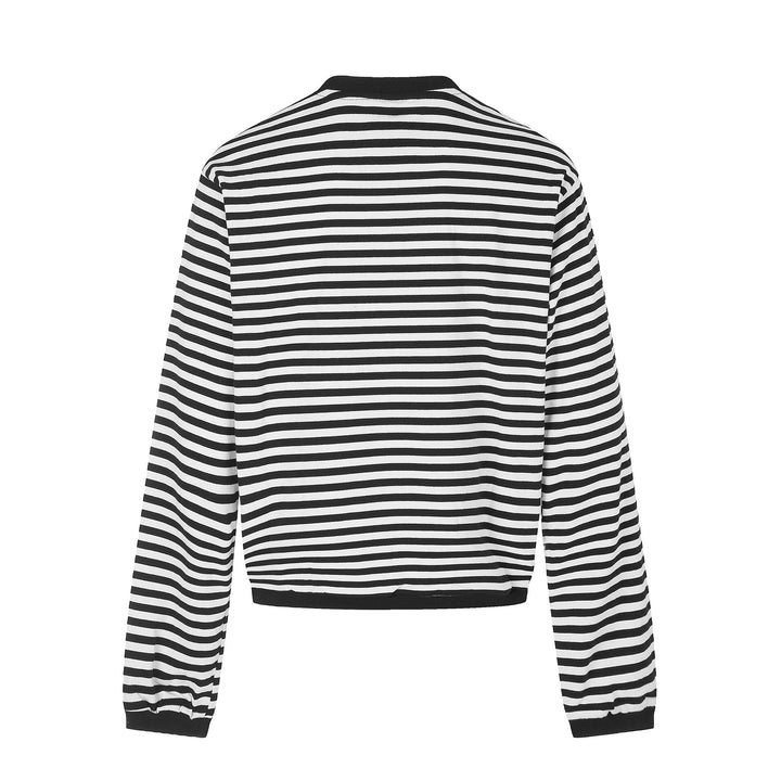 Damen maritimes Streifen-Sweatshirt mit Zierkordeln Drune