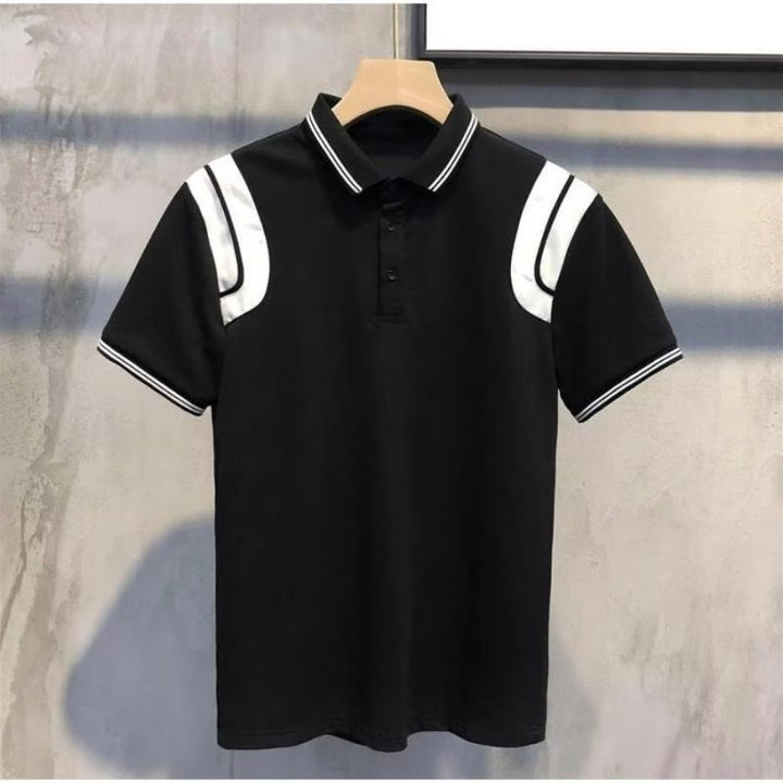 Herren Poloshirt mit kontrastierenden Ärmelapplikationen und hochwertiger Baumwolle Drune