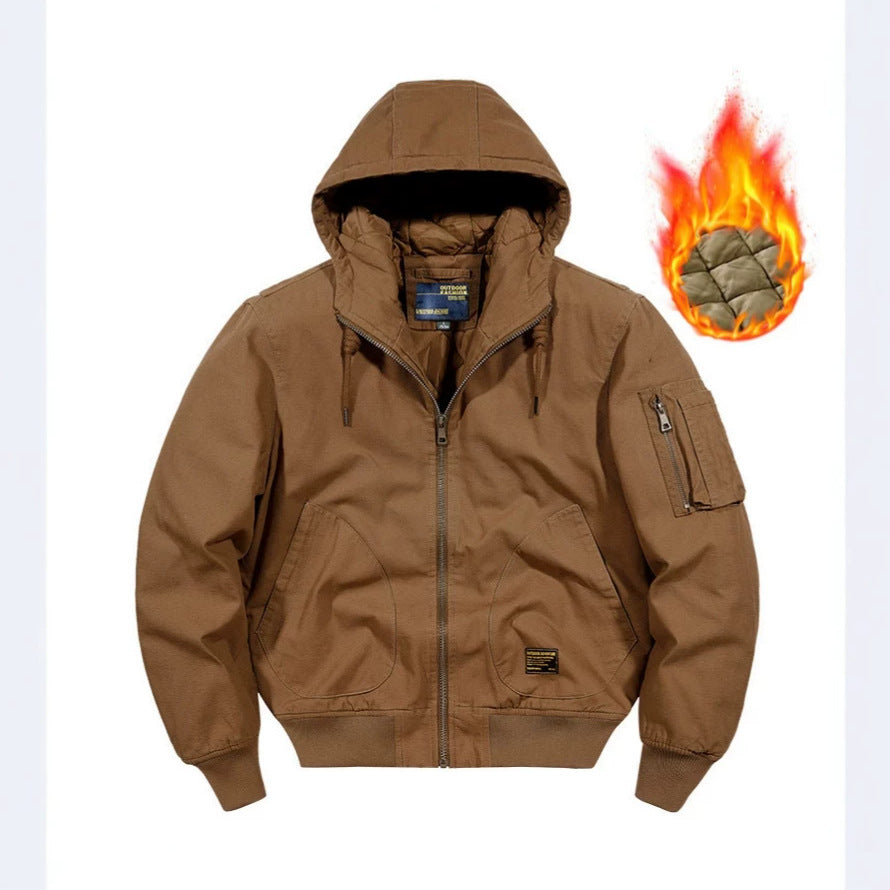 Herren Kapuzen-Bomberjacke mit gesteppter Thermo-Innenfüllung und robustem Canvas-Außenmaterial Drune