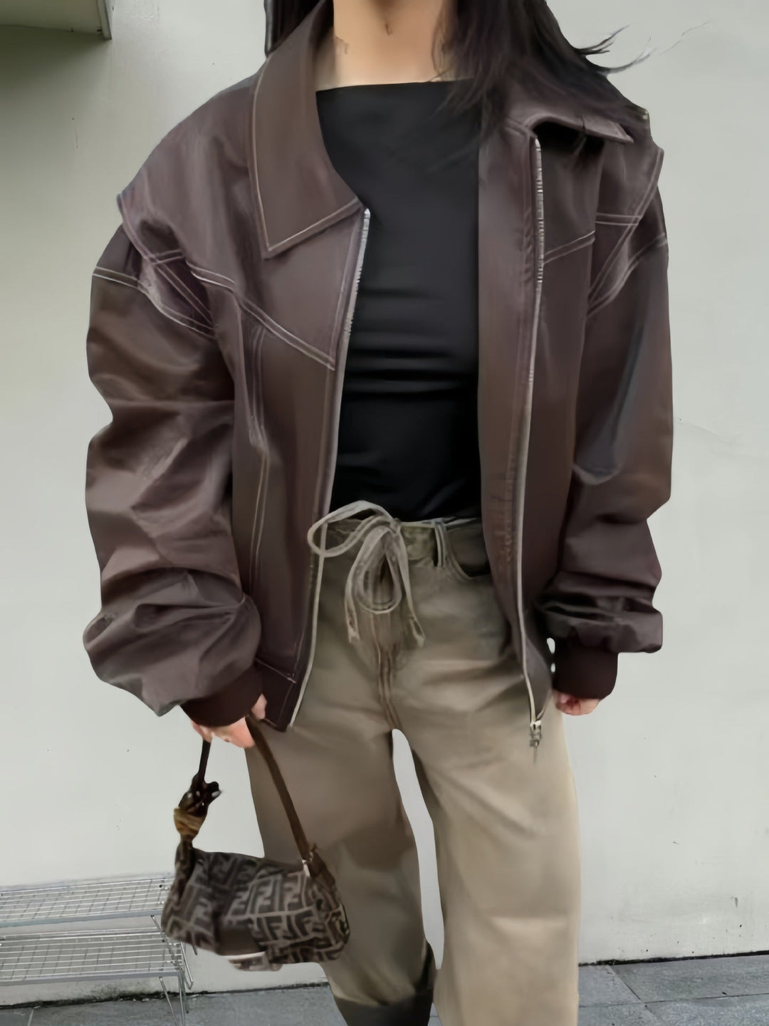 Damen lässige Oversized-Bomberjacke Drune