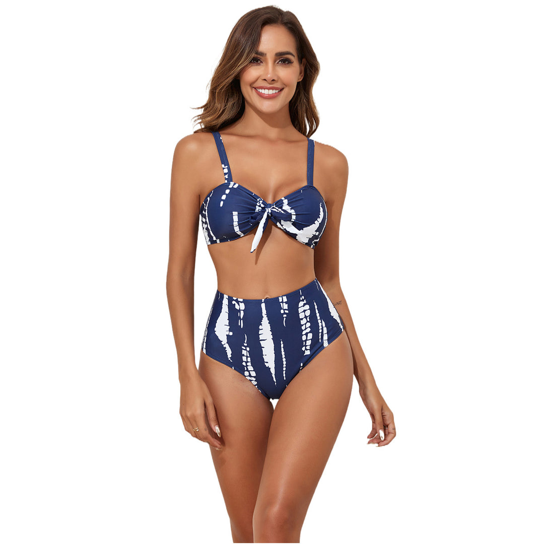 Damen Hochtailliertes Bikini-Set mit verspieltem Knoten-Detail Drune