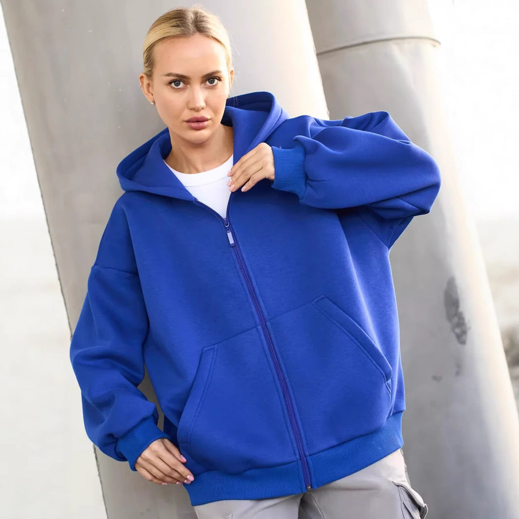 Damen Bequemer Fleece-Kapuzenjacke Drune