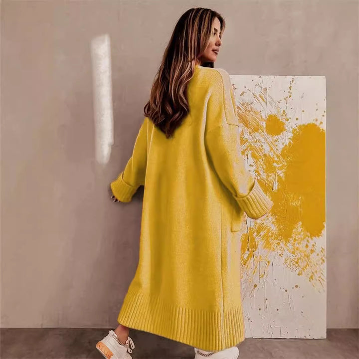 Damen lässiger Strickmantel mit tiefen Taschen und offenem Schnitt Drune