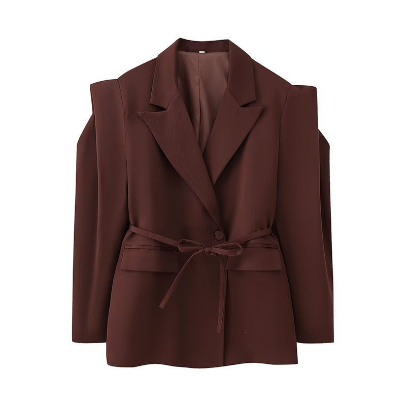 Damen modischer Blazer mit taillierbarem Gürtel und oversized Schnitt Drune