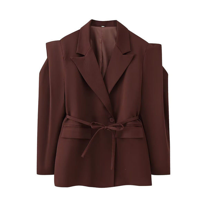 Damen modischer Blazer mit taillierbarem Gürtel und oversized Schnitt Drune