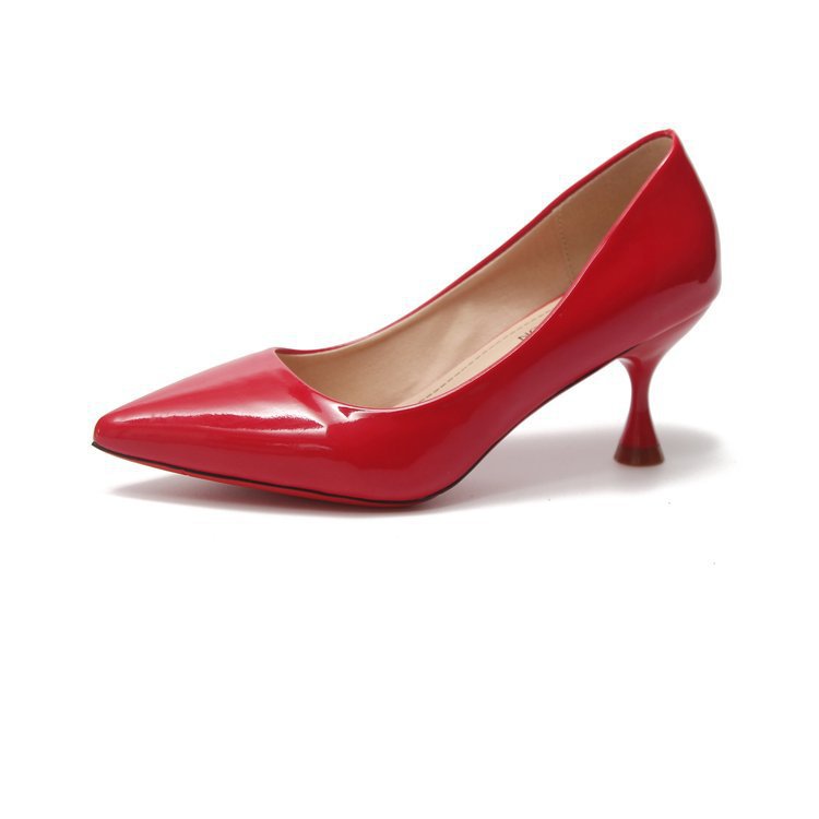 Damen Elegante Lackleder Pumps mit einzigartigem Absatzdesign Drune