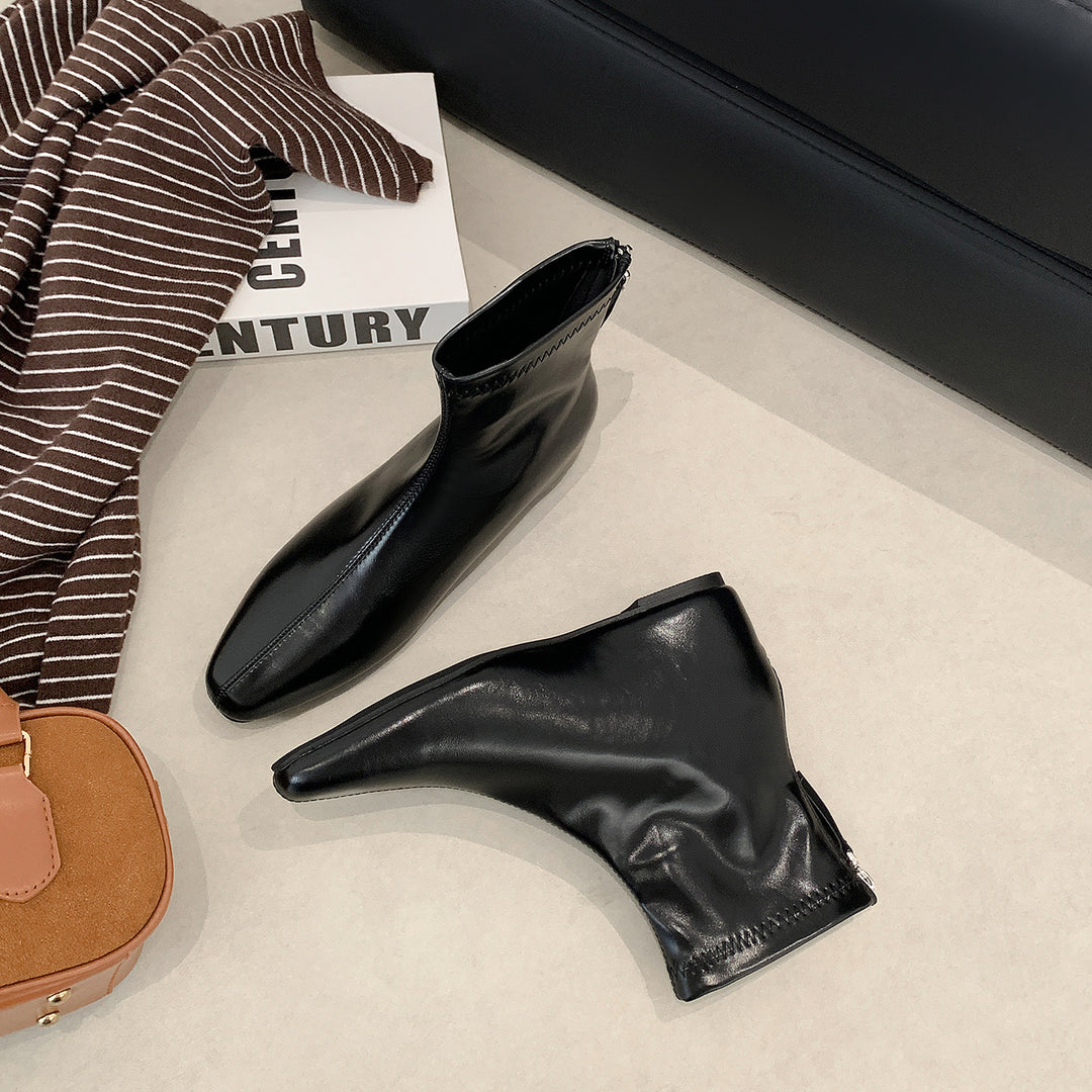Damen Schlanke Ankle‑Boots mit elastischem Schaft und rückseitigem Reißverschluss Drune