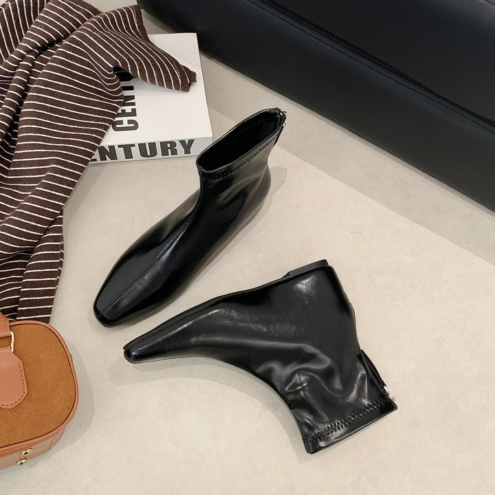 Damen Schlanke Ankle‑Boots mit elastischem Schaft und rückseitigem Reißverschluss Drune