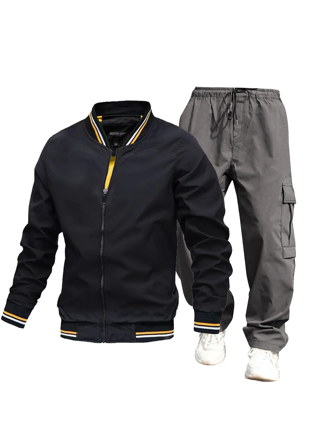 Herren Sportliche Jacke und Cargo-Hose Set Drune