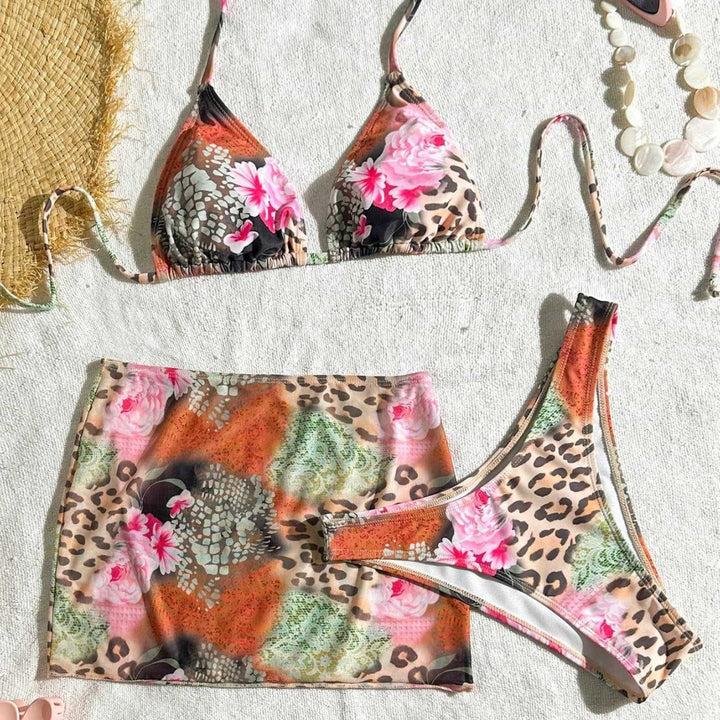 Damen Bikini-Set mit floralem Design und modischem Minirock Drune