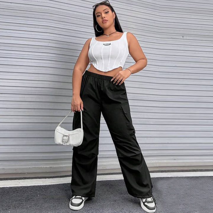 Damen Cargohose mit seitlichen Taschen und elastischem Bund Drune