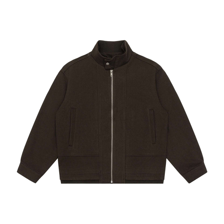Herren Boxy-Wollmix-Zipblouson mit hohem Rippkragen und verdeckter Frontklappe Drune