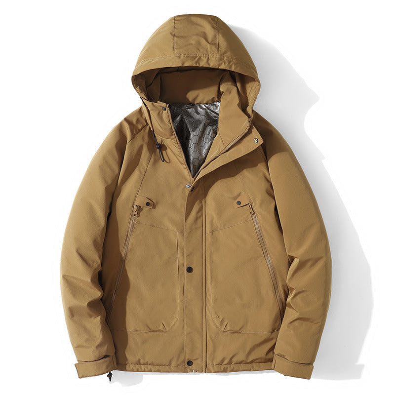 Herren Leichte Kapuzenjacke aus Softshell mit Thermofutter und minimalistischen Reißverschlusstaschen Drune