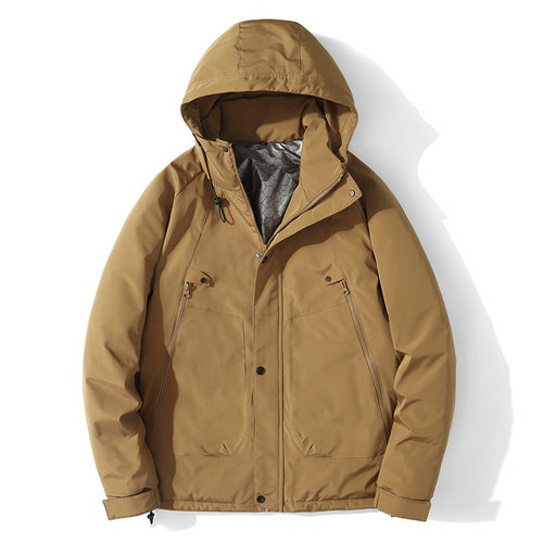 Herren Leichte Kapuzenjacke aus Softshell mit Thermofutter und minimalistischen Reißverschlusstaschen Drune