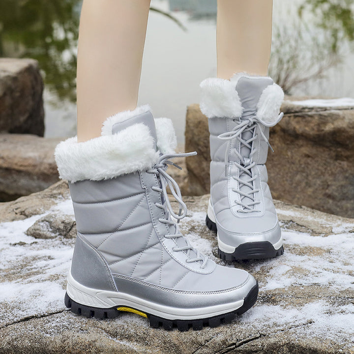 Damen Winterstiefel mit Kunstfellkragen, gesteppter Schaft und profilierter Thermosohle Drune
