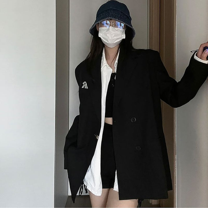 Damen Oversized Zweireiher-Blazer mit modernen Details Drune