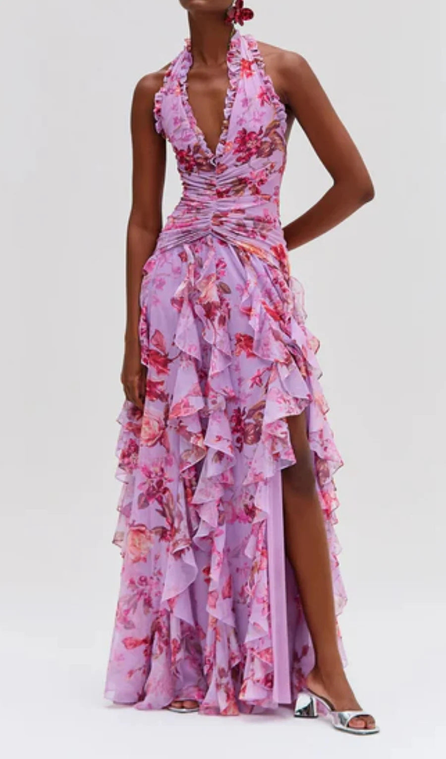 Damen elegantes, rüschenverziertes Abendkleid Drune