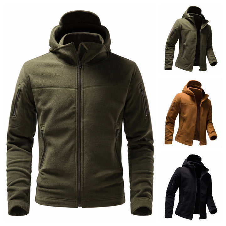 Herren Fleecejacke mit Kapuze und funktionalen Taschen Drune