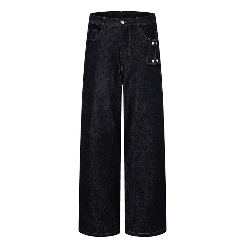 Damen Hochtaillierte Wide‑Leg Jeanshose mit Utility‑Tasche Drune