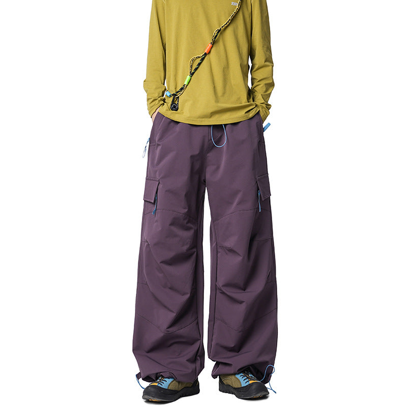 Herren Weite Funktions-Nylonhose mit Tunnelzugbund, Utility-Taschen & Baggy-Silhouette Drune