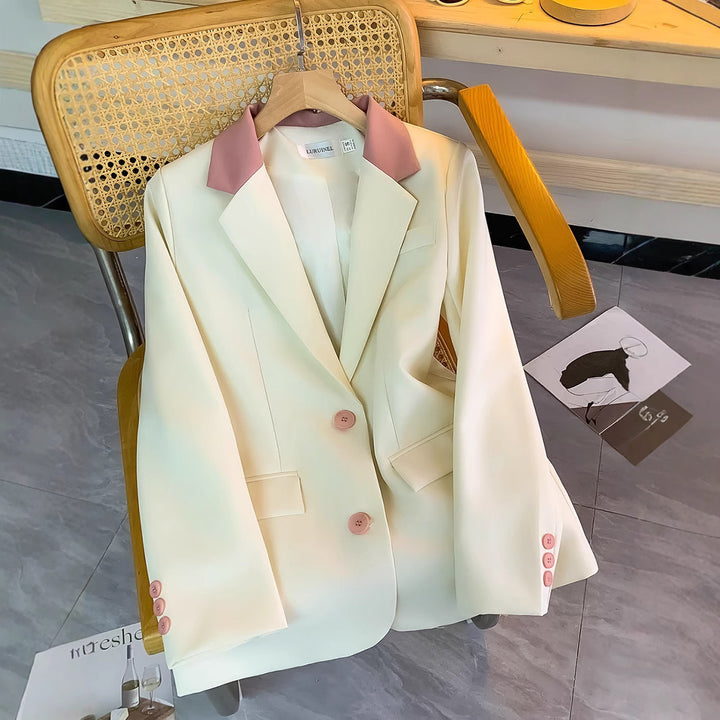 Damen modischer Blazer mit elegantem Kragen und besonderen Knopfdetails Drune
