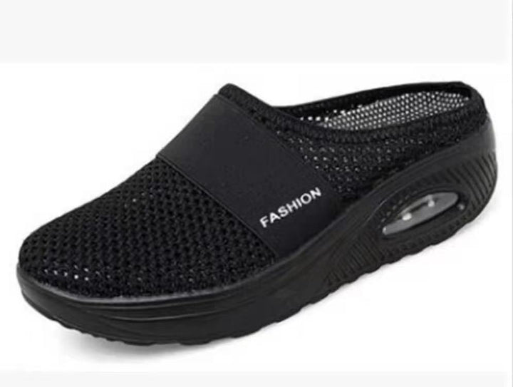 Damen Komfort-Sport-Pantolette mit luftgepolsterter Plateau-Sohle und atmungsaktivem Mesh Drune