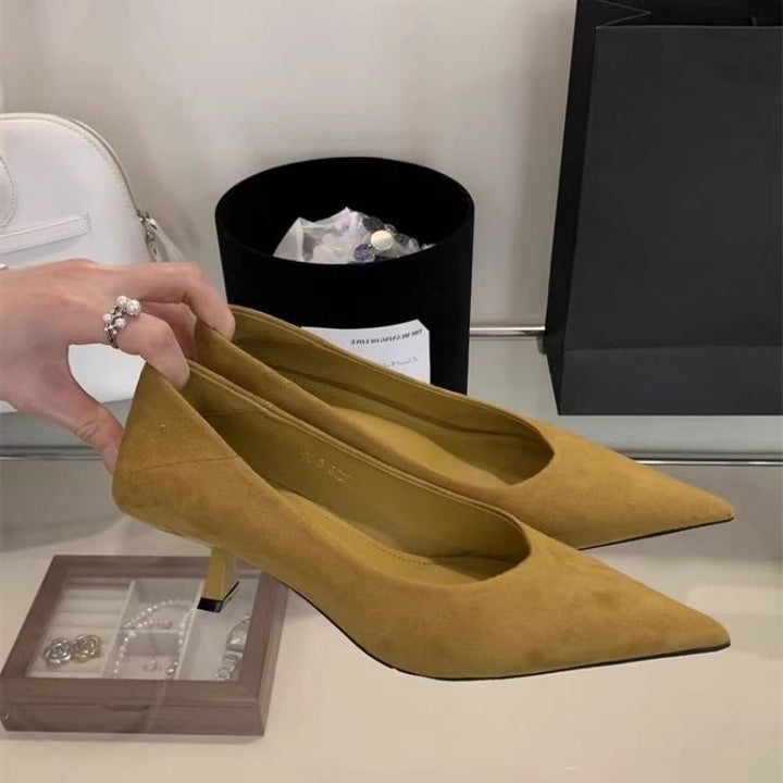 Damen Spitz zulaufende Wildleder‑Pumps mit niedrigem Kittenabsatz und ergonomischem Komfortfußbett Drune