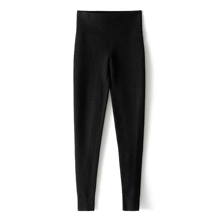 Damen Thermo-Feinstrick-Leggings mit hoher Taille und geripptem Knöchelabschluss Drune
