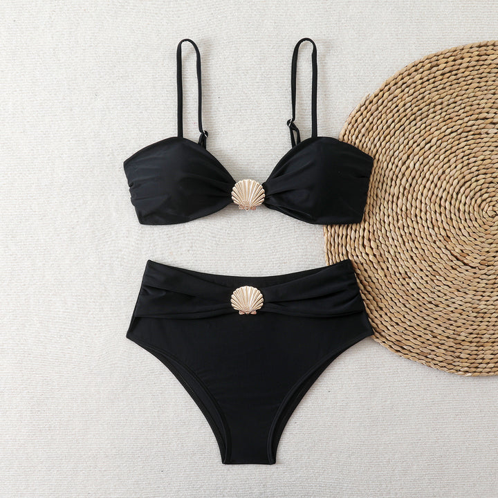 Damen Bikini-Set mit schickem Muschel-Detail und hohem Bund Drune
